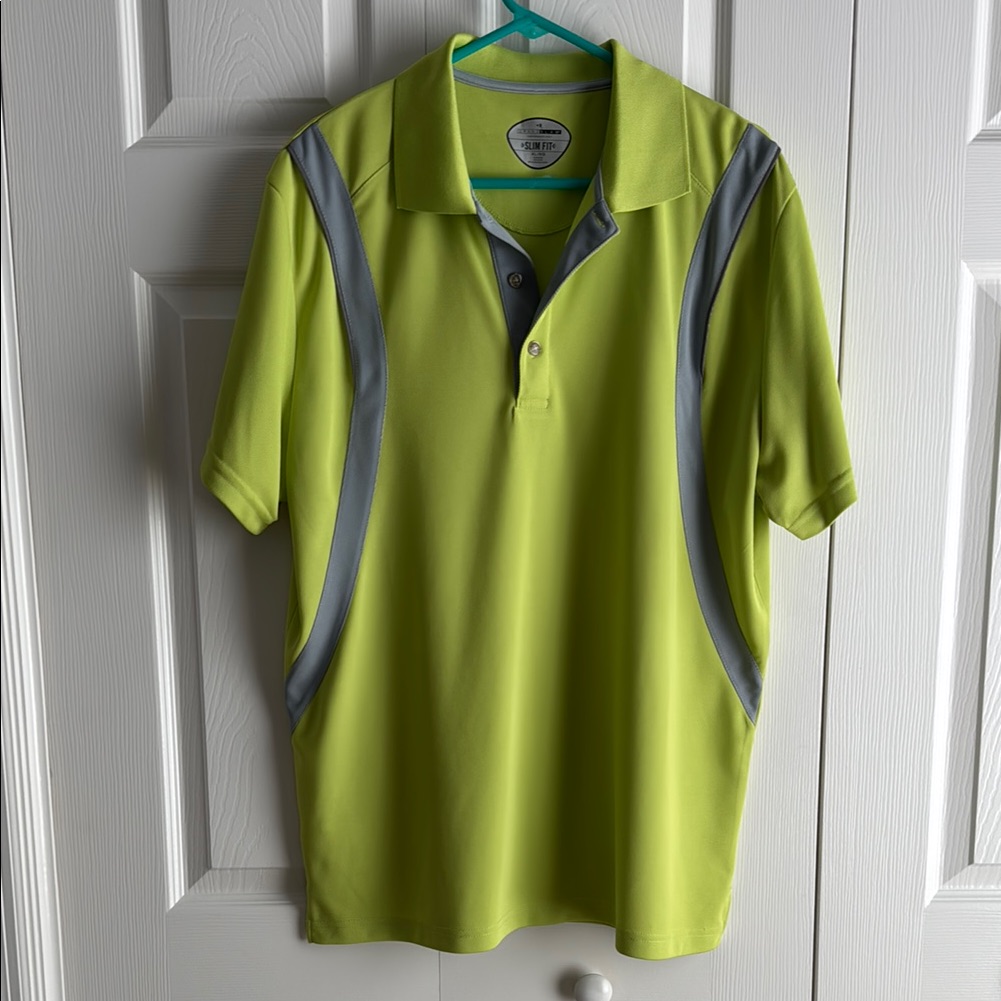 Mens Grand Slam Brand Green And Gray Polo Shirt